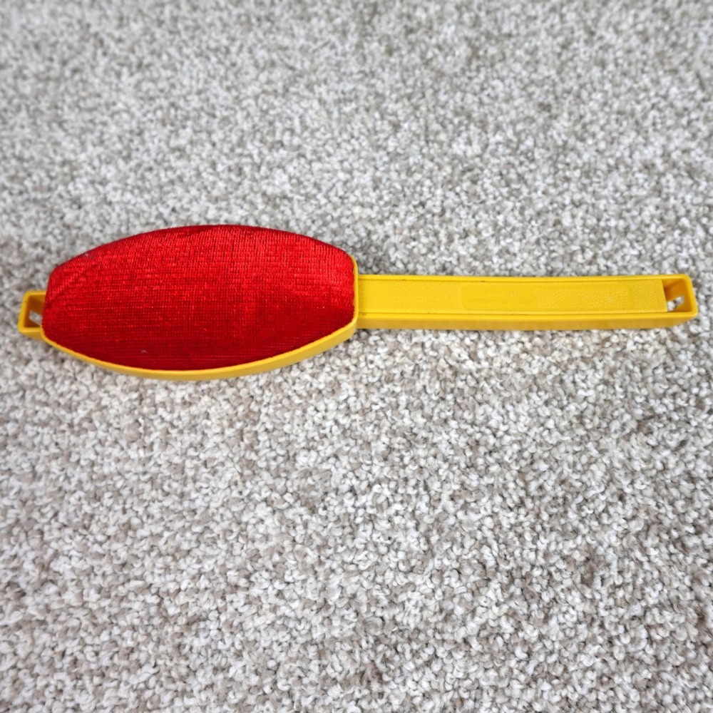 Fuller Brush Company Vintage Yellow Red Velvet Lint Brush Clothes Hair Remover